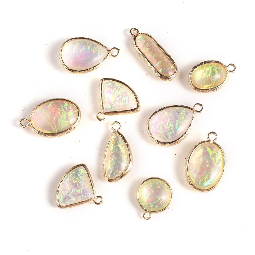 5019 30 Pcs Artificial Opalite Pendants Multiple Shapes Synthetic Resin